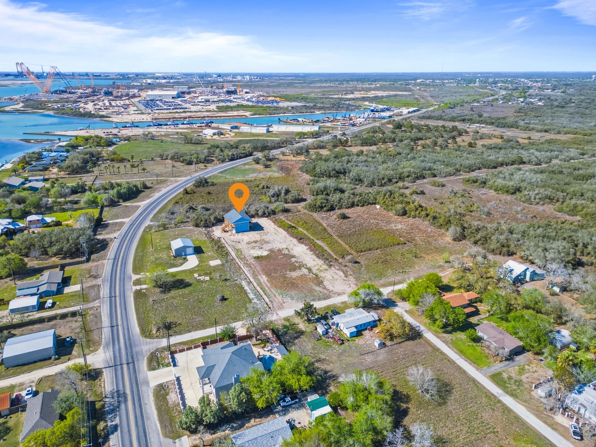 Aerial view of a residential lot