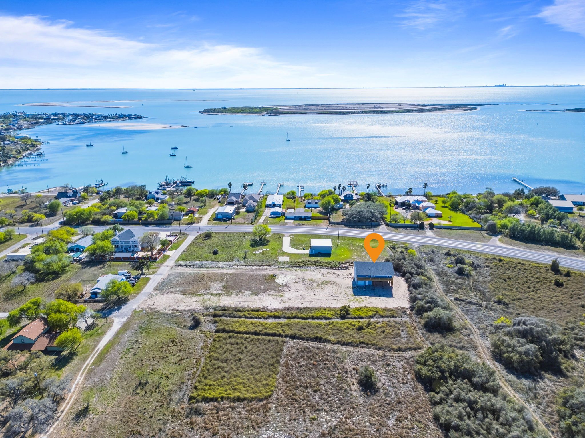 Aerial view of a Coastal Bend shoreline